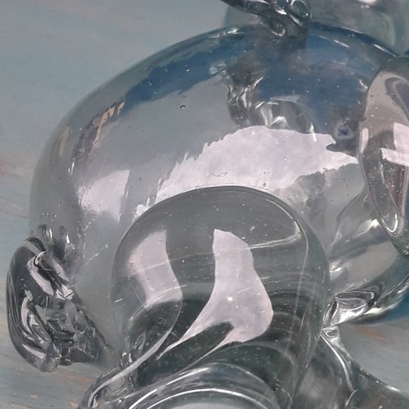 Glass Elephant Animal Figurine Hand Blown Bubble Glass Clear Handmade Glass Art - Picture 10 of 14